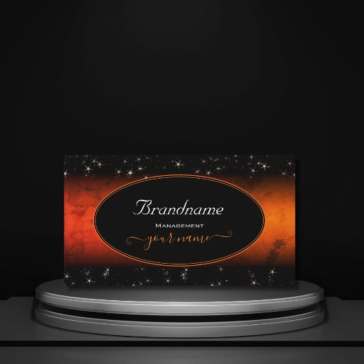 Carte De Visite Etoiles de Parties scintillant en marbre orange no