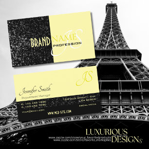 Carte De Visite Étoiles de Parties scintillant jaune clair et noir
