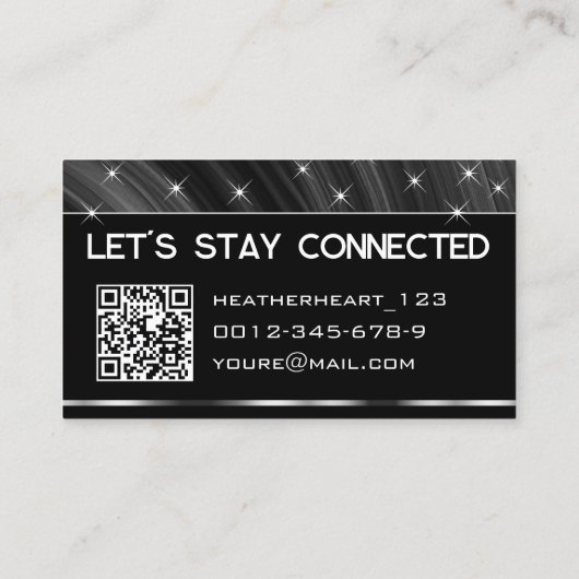 Carte De Visite Étoiles de Parties scintillant QR Code Modèle Luxe (Dos)