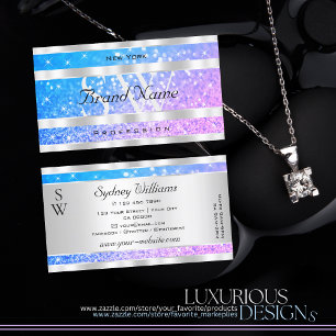 Carte De Visite Étoiles de Parties scintillant rose turquoise Ini