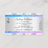 Carte De Visite Étoiles de Parties scintillant rose turquoise Init (Dos)