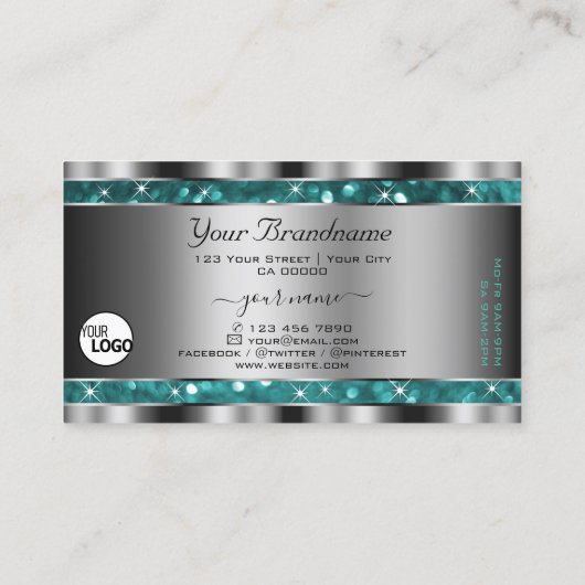 Carte De Visite Étoiles de Parties scintillant Turquoise glamour a (Dos)