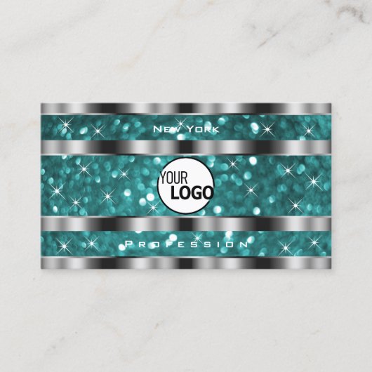 Carte De Visite Étoiles de Parties scintillant Turquoise glamour a (Devant)