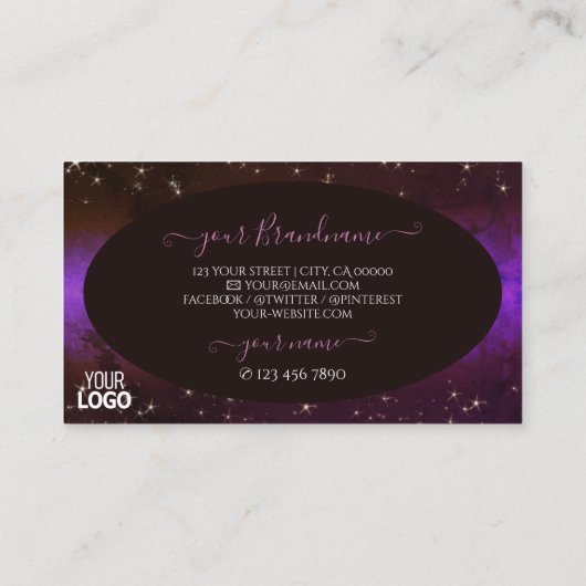 Carte De Visite Étoiles de Parties scintillant violet bordeaux fon (Dos)