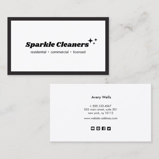 Carte De Visite Étoiles de service ménager simples (Devant / Derrière)