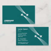 Carte De Visite Étoiles de tir v2 - Blanc sur vert Turquoise 00666 (Devant / Derrière)