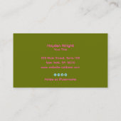 Carte De Visite Étoiles de typographie rétro vert olive rose (Dos)