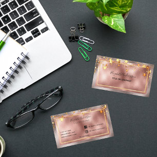 Carte De Visite étoiles d'or rose élégant salon de beauté