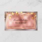 Carte De Visite étoiles d'or rose élégant salon de beauté (Devant)