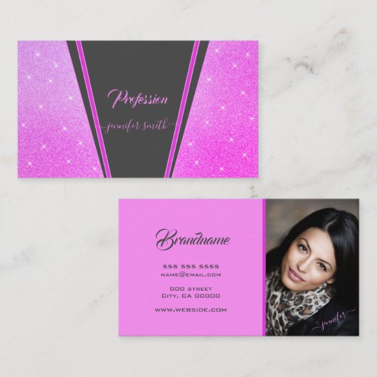 Carte De Visite Étoiles éclatantes de Parties scintillant violette (Devant / Derrière)