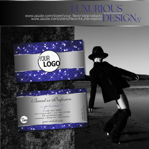 Carte De Visite Étoiles étincelantes de Parties scintillant Bleu