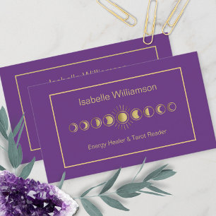 Carte De Visite Étoiles Modernes Minimales Améthyste Phase de Lune