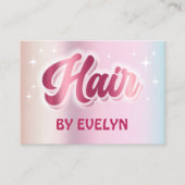 Carte De Visite Etoiles rétro script fausse feuille pastel cheveux (Devant)