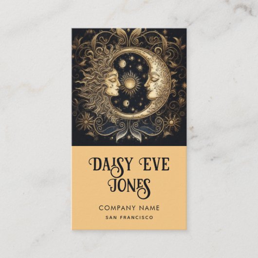 Carte De Visite Étoiles rétro Sun Moon (Devant)