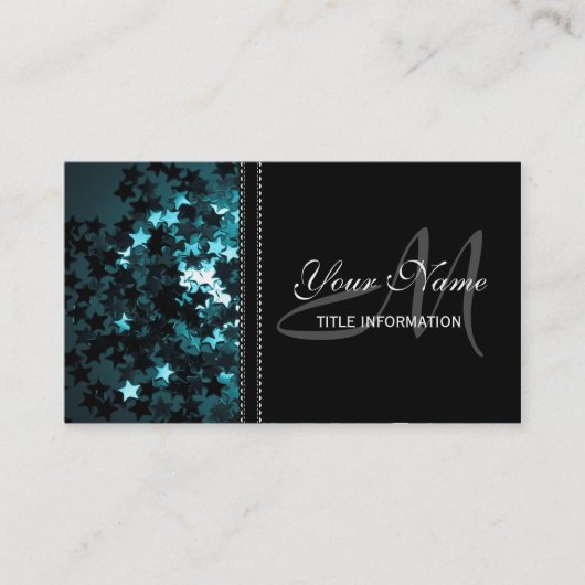 Carte De Visite Étoiles scintillantes turquoises (Devant)