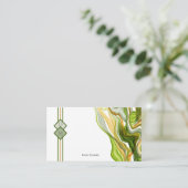 Carte De Visite Étonnant Monogramme d'or vert moderne en encre mar (Debout devant)