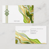 Carte De Visite Étonnant Monogramme d'or vert moderne en encre mar (Devant / Derrière)