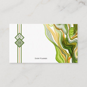 Carte De Visite Étonnant Monogramme d'or vert moderne en encre mar