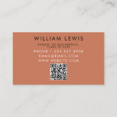 Carte De Visite Étudiant diplômé en Terracotta Script QR Code (Dos)
