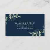 Carte De Visite Eucalyptus bleu marine chic (Dos)