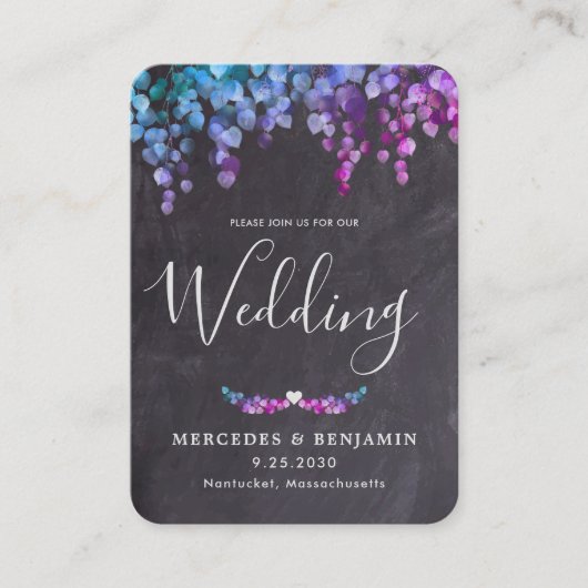 Carte De Visite Eucalyptus Botanical QR Code Mariage d'ardoise Inv (Devant)