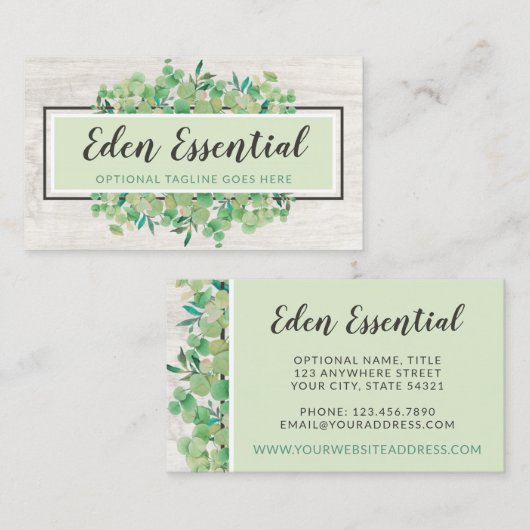 Carte De Visite Eucalyptus et Eco Bois Rustique (Devant / Derrière)