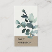CARTE DE VISITE EUCALYPTUS GREEN KRAFT FOLIAGE BRANCHE WATERCOLOR (Devant)