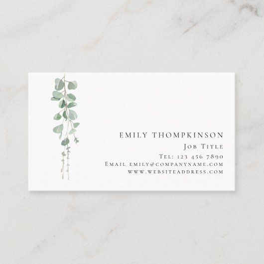 Carte De Visite Eucalyptus moderne QR Code Toute profession (Devant)