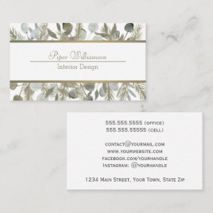 Carte De Visite Eucalyptus & Pine Sage & Gold Classement Feminine