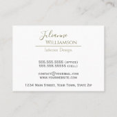 Carte De Visite Eucalyptus & Pine Sage Vert & Or Aquarelle (Dos)