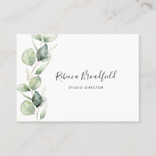 Carte De Visite Eucalyptus Verdure Élégant Script Beauté et cheveu (Devant)