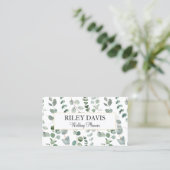 Carte De Visite Eucalyptus Vert et Fleurs Blanches (Debout devant)