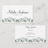 Carte De Visite Eucalyptus Vert Floral (Devant / Derrière)