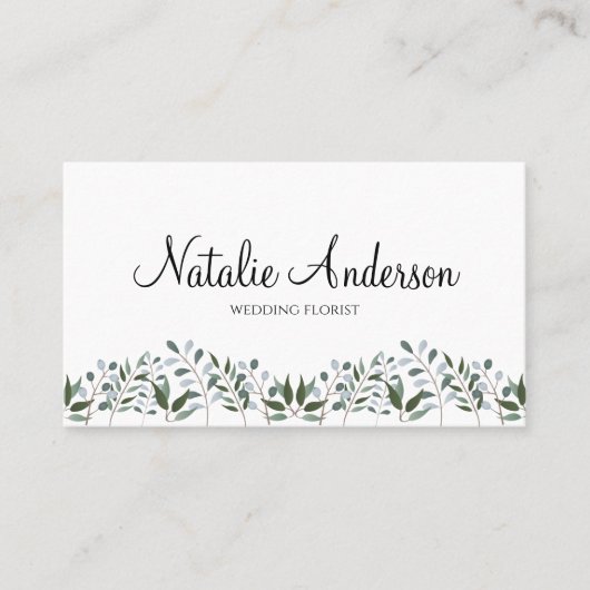 Carte De Visite Eucalyptus Vert Floral (Devant)