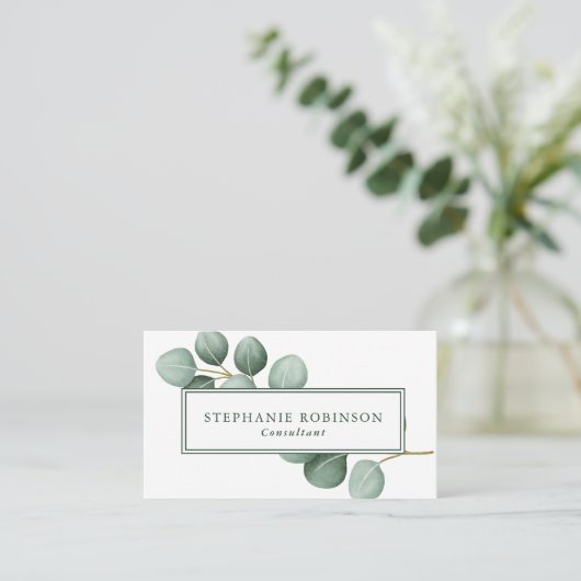Carte De Visite Eucalyptus vert moderne (Debout devant)