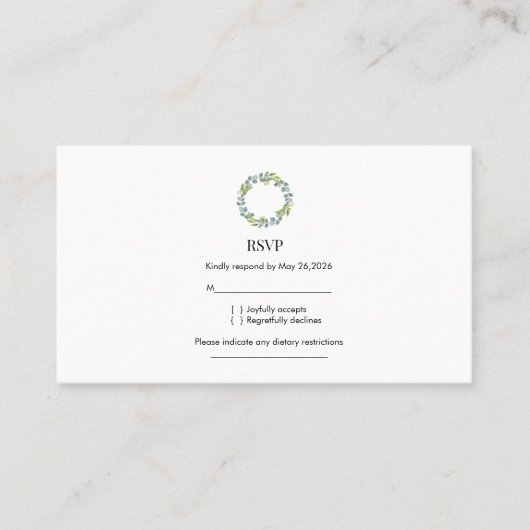 Carte De Visite Eucalyptus Wreath Wedding RSVP  (Devant)