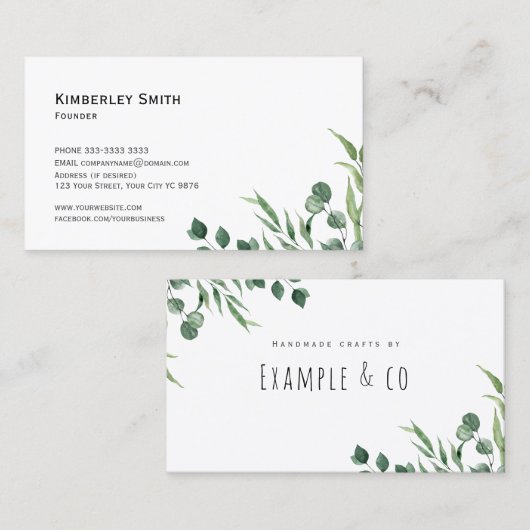 Carte de visite, Eucalytus Botaniques (Devant / Derrière)