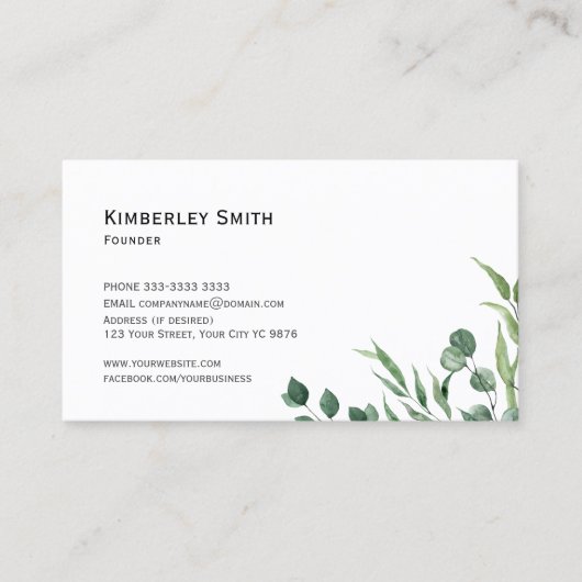 Carte de visite, Eucalytus Botaniques (Devant)