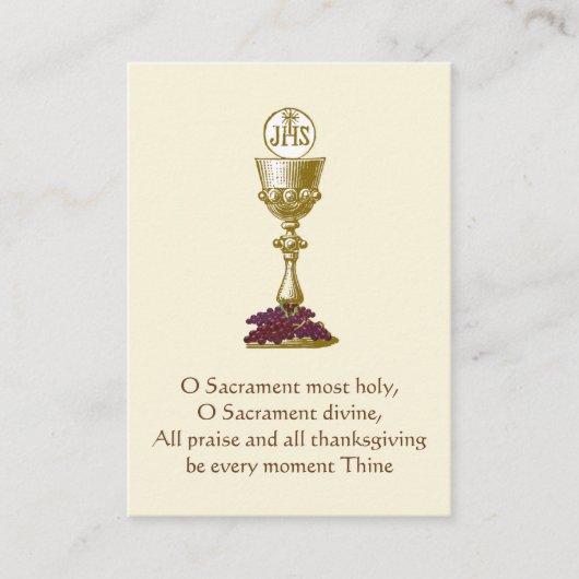 Carte De Visite Eucharistie Chalice Communion religieuse catholiqu (Devant)