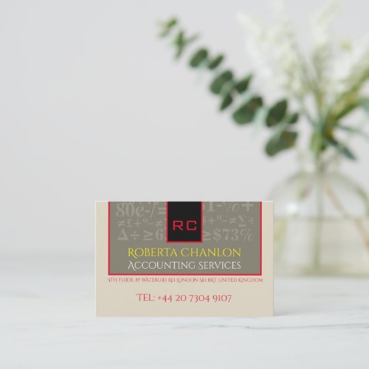 Carte de visite euro comptable monogramme (Debout devant)