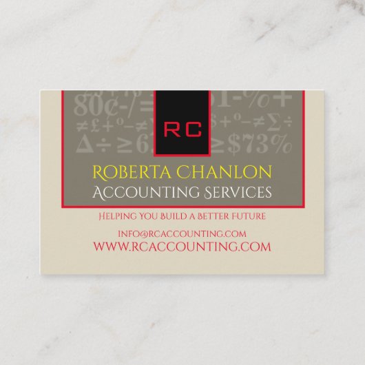 Carte de visite euro comptable monogramme (Dos)