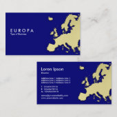 Carte De Visite EUROPA - Effet or 3d - Bleu foncé (Devant / Derrière)