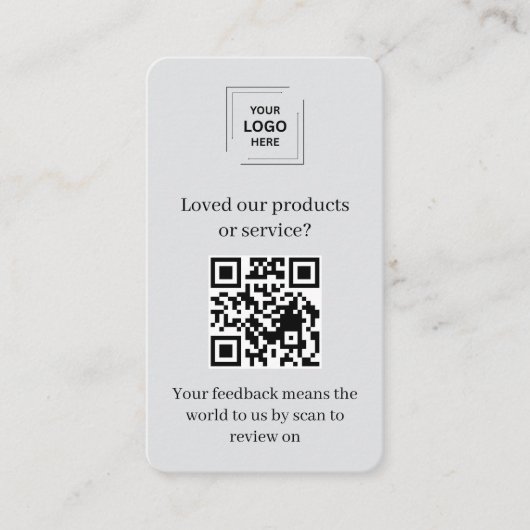 Carte De Visite Évaluation Client Code QR Style Commercial Gris (Devant)