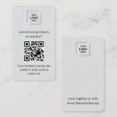 Carte De Visite Évaluation Client Code QR Style Commercial Gris (Devant / Derrière)