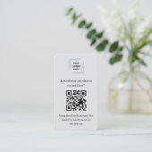 Carte De Visite Évaluation Client Code QR Style Commercial Gris (Debout devant)