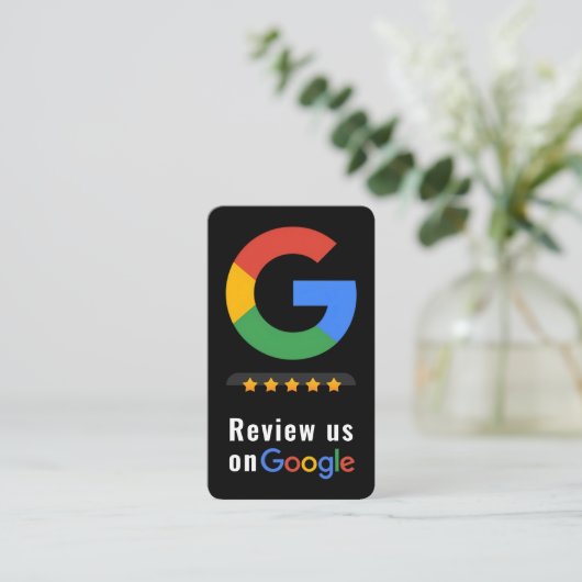 Carte De Visite Évaluer Google Avis QR Code Évaluations Google (Debout devant)