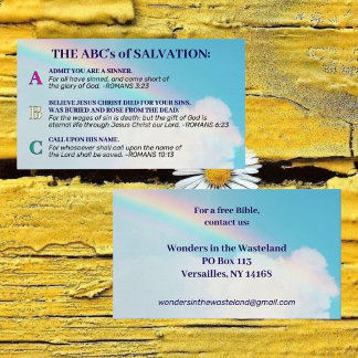 Carte De Visite Evangile du salut Bible Bible Sensibilisation chré