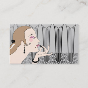 Carte De Visite Eve, dame Art Déco en gris et en tupe