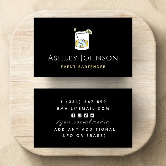 Carte De Visite Événement Bartender Tropical Summery Cocktail Bois