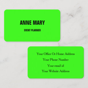 Carte De Visite Événement de mariage coloré vert néon lumineux 202